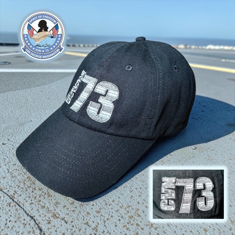 US Navy Unisex CVN-73 George Washington Black Embroidered Patch Cap Hat Sz OZ